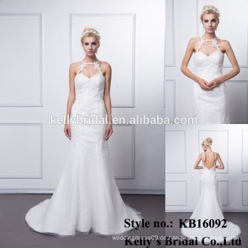 Verteiler-heiße Verkaufs-neue Ankunfts-Troddel-weiße Organza-Hochzeits-Kleidbrautkleid-Hochzeitskleid-Nixe weg von den Schulterkleidern